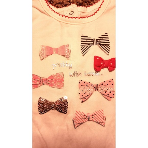 Girl's Size 9 M 6-9 Months 2 Pc Cream Pretty With Bows K Baby Top & PLACE Capris - Picture 5 of 7